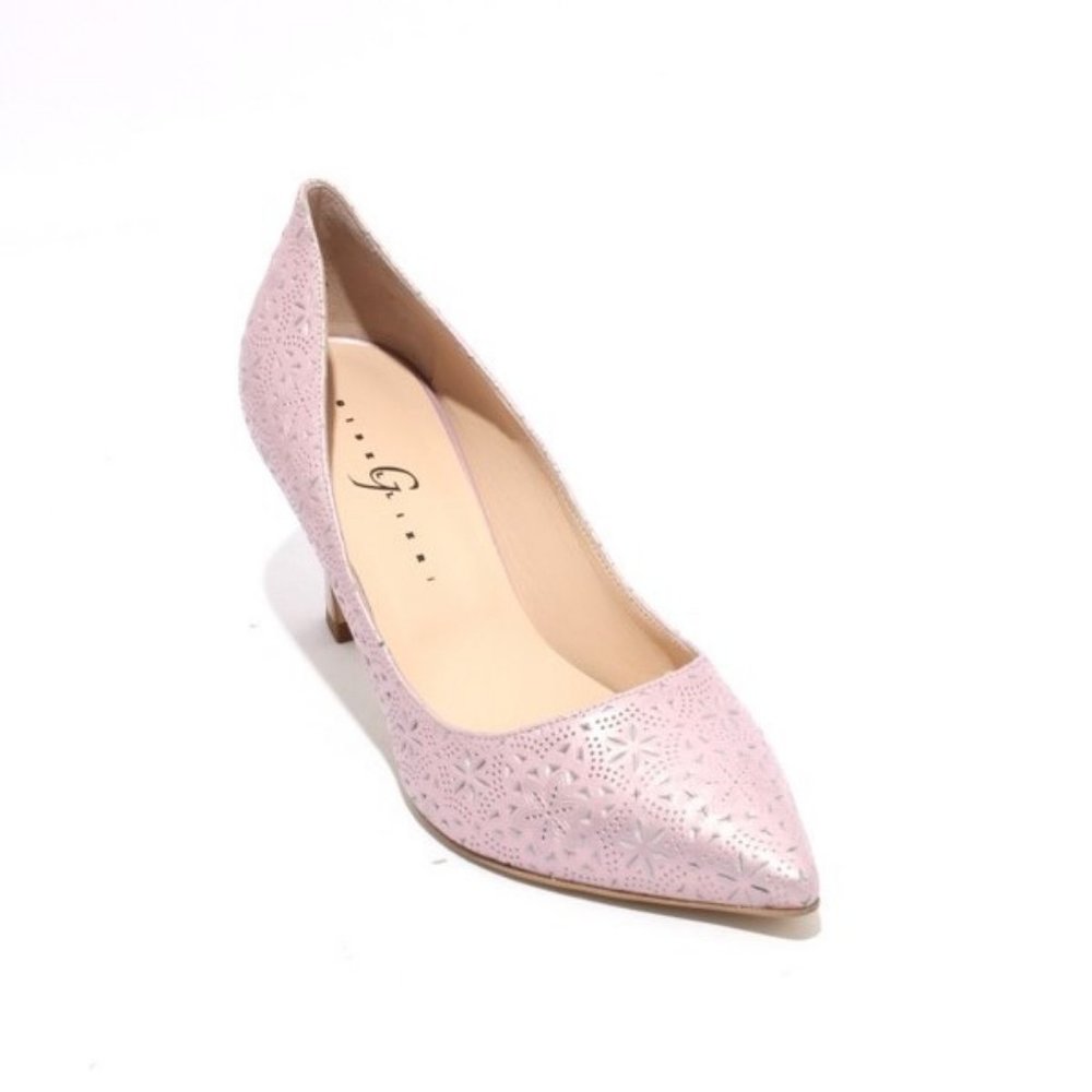 ITALIAN Lilac Stamped Leather Pointy Heel Pumps